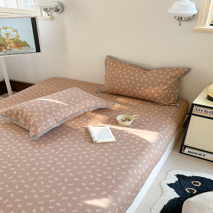 91家纺网 家纺一手货源 找家纺 金丝鸟 2025春夏新款全棉纯棉双层纱床笠 床笠单件 糖果球