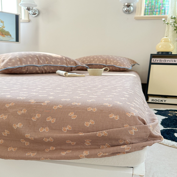 91家纺网 家纺一手货源 找家纺 金丝鸟 2025春夏新款全棉纯棉双层纱床笠 床笠单件 糖果球