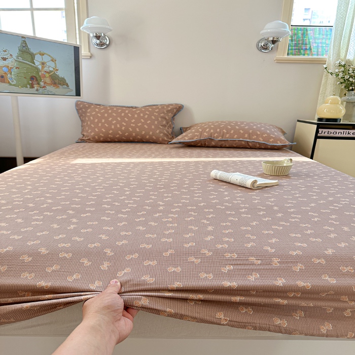 91家纺网 家纺一手货源 找家纺 金丝鸟 2025春夏新款全棉纯棉双层纱床笠 床笠单件 糖果球