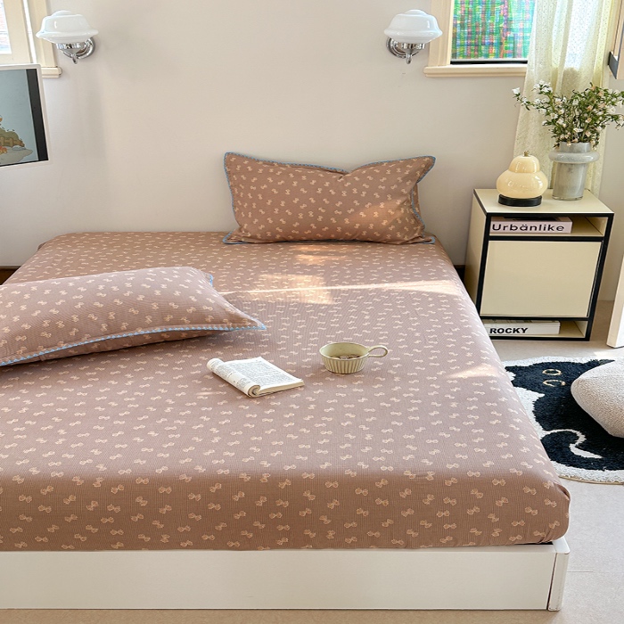 91家纺网 家纺一手货源 找家纺 金丝鸟 2025春夏新款全棉纯棉双层纱床笠 床笠单件 糖果球