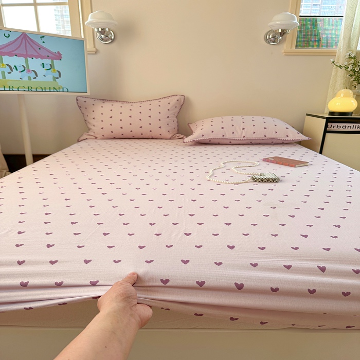 91家纺网 家纺一手货源 找家纺 金丝鸟 2025春夏新款全棉纯棉双层纱床笠 床笠单件 紫色心情