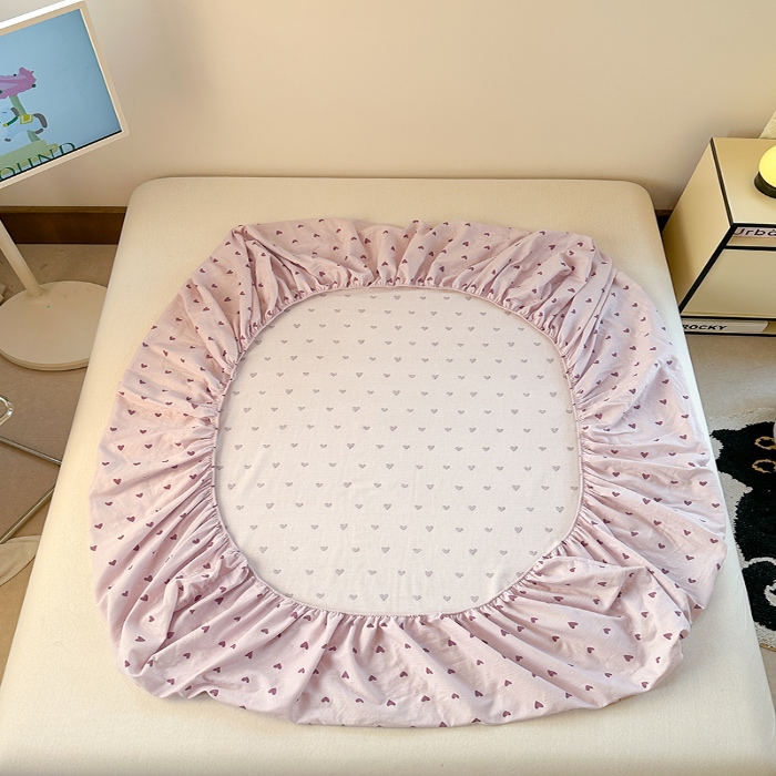 91家纺网 家纺一手货源 找家纺 金丝鸟 2025春夏新款全棉纯棉双层纱床笠 床笠单件 紫色心情