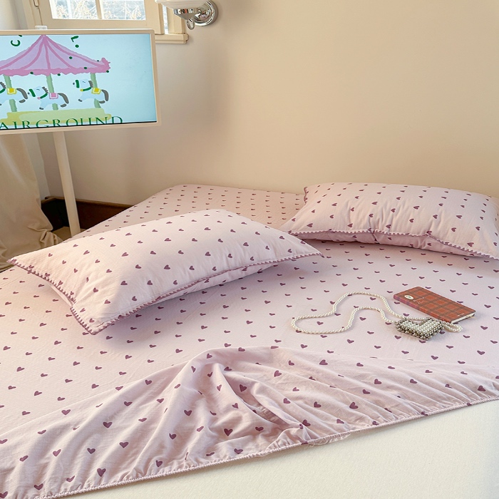 91家纺网 家纺一手货源 找家纺 金丝鸟 2025春夏新款全棉纯棉双层纱床笠 床笠单件 紫色心情