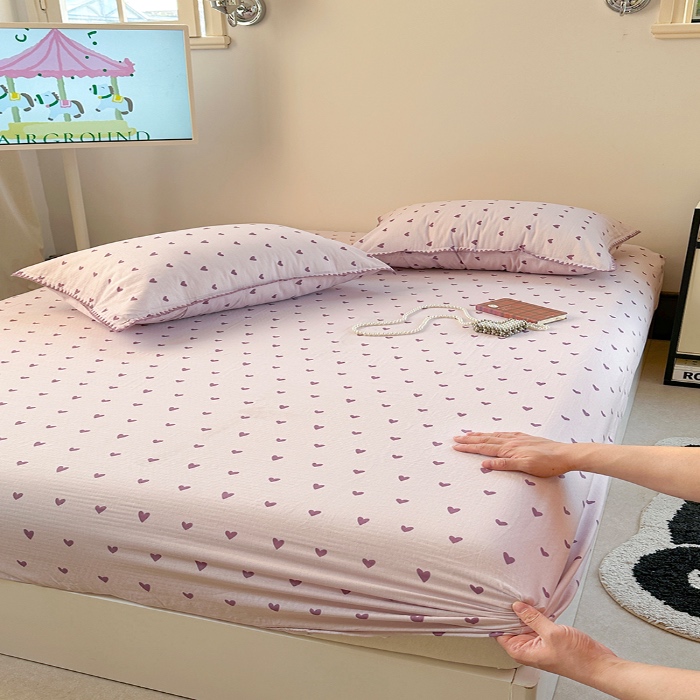 91家纺网 家纺一手货源 找家纺 金丝鸟 2025春夏新款全棉纯棉双层纱床笠 床笠单件 紫色心情