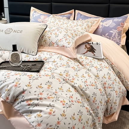 91家纺网 家纺一手货源 找家纺 （总）天一阁 2025春夏新款莱赛尔天丝印花四件套 礼盒装【可配床盖款】