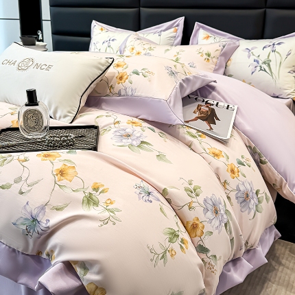 91家纺网 家纺一手货源 找家纺 （总）天一阁 2025春夏新款莱赛尔天丝印花四件套 礼盒装【可配床盖款】