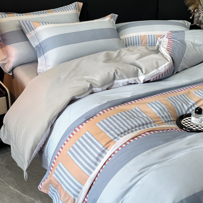 91家纺网 家纺一手货源 找家纺 （总）（控价）2025新款 专版花型 高克重A类 全棉长绒棉数码印花四件套-布拉格之恋