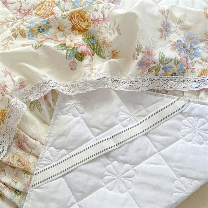 91家纺网 家纺一手货源 找家纺 忘忧草 2025新款全棉夹棉印花床裙四件套纯棉 花颜悦色