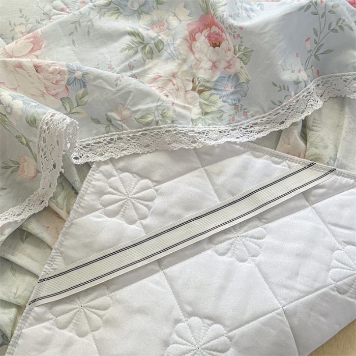 91家纺网 家纺一手货源 找家纺 忘忧草 2025新款全棉夹棉印花床裙四件套纯棉 华庭庄园-蓝