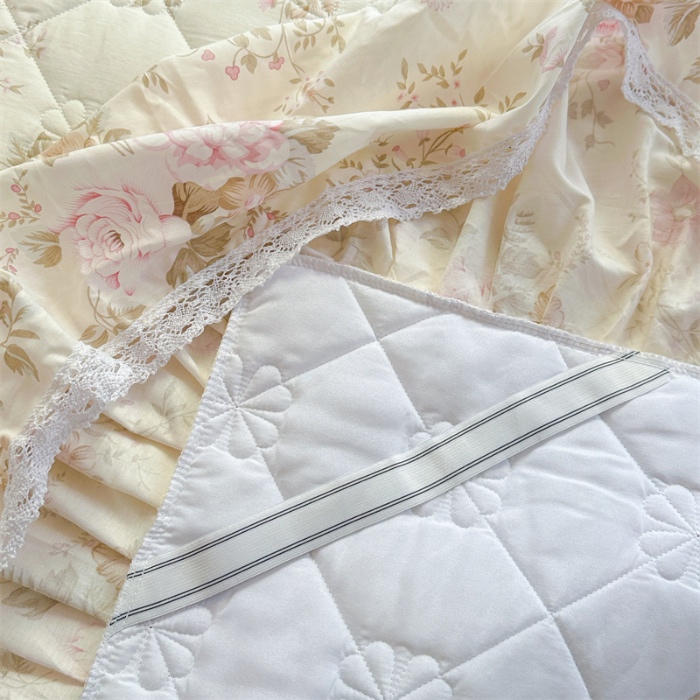 91家纺网 家纺一手货源 找家纺 忘忧草 2025新款全棉夹棉印花床裙四件套纯棉 华庭庄园-米