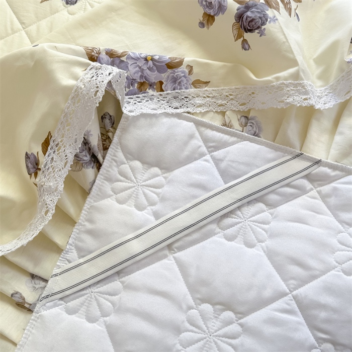 91家纺网 家纺一手货源 找家纺 忘忧草 2025新款全棉夹棉印花床裙四件套纯棉 婷锦