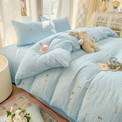 91家纺网 家纺一手货源 找家纺 （总）壹号库 2025新款A类提花有氧彩竺绵四件套