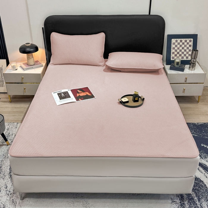 91家纺网 家纺一手货源 找家纺 春寻家纺 2025新款凉豆豆凉席冰丝席 粉玉色