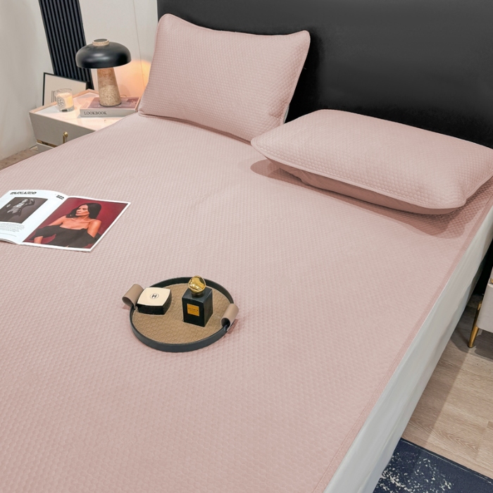 91家纺网 家纺一手货源 找家纺 春寻家纺 2025新款凉豆豆凉席冰丝席 粉玉色