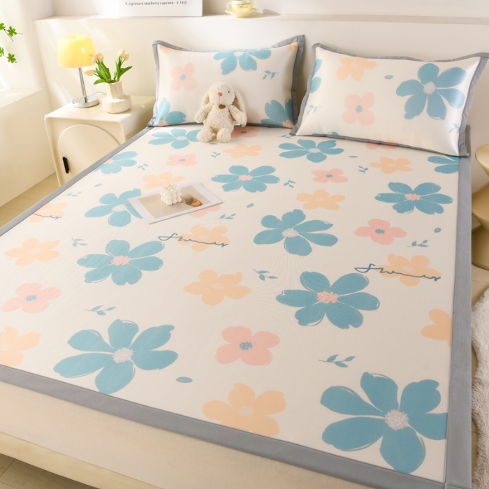 91家纺网 家纺一手货源 找家纺 （总）牵依 2025春夏新款A类碳光冰丝席凉感印花三明治凉席