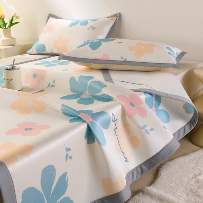 91家纺网 家纺一手货源 找家纺 （总）牵依 2025春夏新款A类碳光冰丝席凉感印花三明治凉席