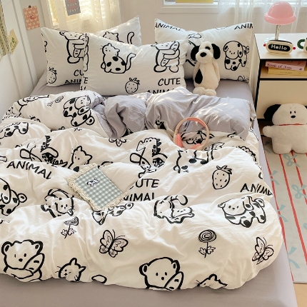 91家纺网 家纺一手货源 找家纺 （总）2025款水洗棉床上四件套床单被套三件套学生单人非全棉纯棉床品