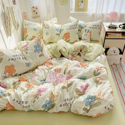 91家纺网 家纺一手货源 找家纺 （总）2025款水洗棉床上四件套床单被套三件套学生单人非全棉纯棉床品