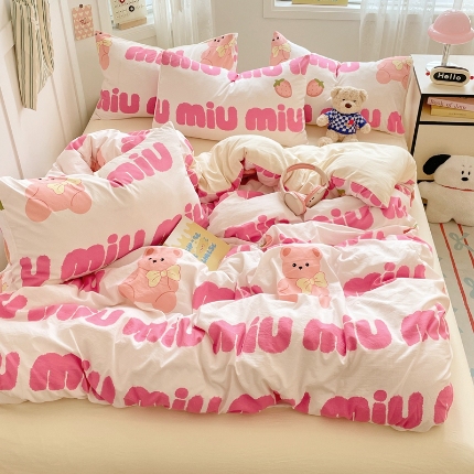 91家纺网 家纺一手货源 找家纺 （总）2025款水洗棉床上四件套床单被套三件套学生单人非全棉纯棉床品