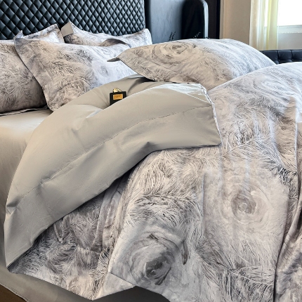 91家纺网 家纺一手货源 找家纺 （总）（控价）2025新款 专版花型 高克重A类 全棉长绒棉数码印花四件套-秘密花园