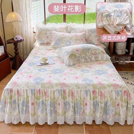 91家纺网 家纺一手货源 找家纺 （总）罗艺轩 2025新款全棉印花床笠式床裙三件套