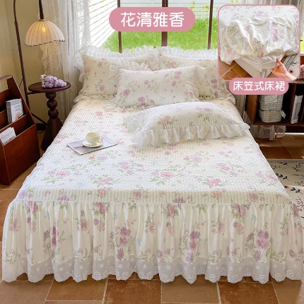 91家纺网 家纺一手货源 找家纺 （总）罗艺轩 2025新款全棉印花床笠式床裙三件套