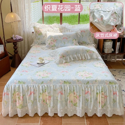 91家纺网 家纺一手货源 找家纺 （总）罗艺轩 2025新款全棉印花床笠式床裙三件套