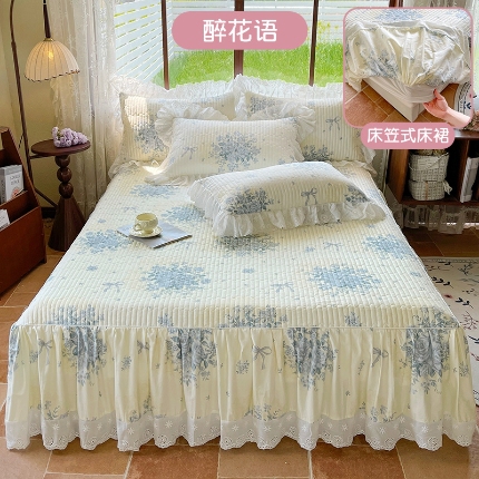 91家纺网 家纺一手货源 找家纺 （总）罗艺轩 2025新款全棉印花床笠式床裙三件套