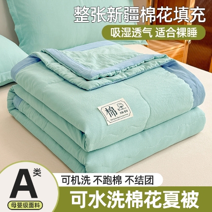 91家纺网 家纺一手货源 找家纺 （总）雪鲨家纺  2025新款A类水洗棉夏被新疆棉花夏凉被空调被可机洗薄被子被芯