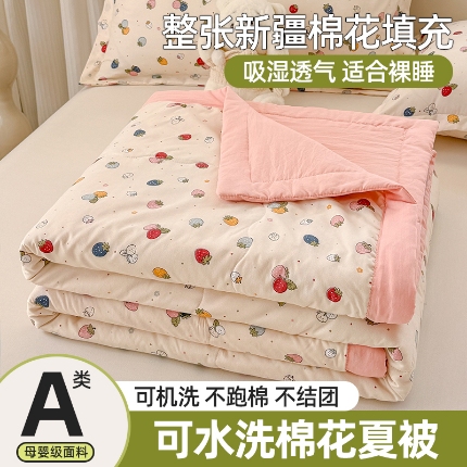 91家纺网 家纺一手货源 找家纺 （总）雪鲨家纺  2025新款A类水洗棉夏被新疆棉花夏凉被空调被可机洗薄被子被芯