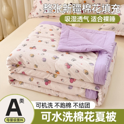 91家纺网 家纺一手货源 找家纺 （总）雪鲨家纺  2025新款A类水洗棉夏被新疆棉花夏凉被空调被可机洗薄被子被芯