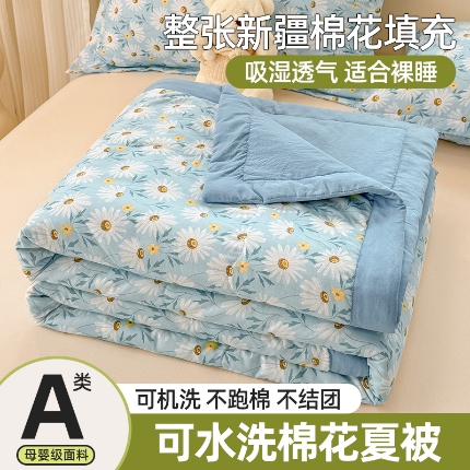 91家纺网 家纺一手货源 找家纺 （总）雪鲨家纺  2025新款A类水洗棉夏被新疆棉花夏凉被空调被可机洗薄被子被芯