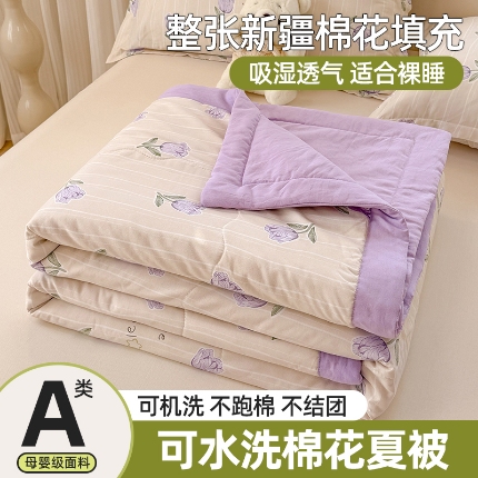 91家纺网 家纺一手货源 找家纺 （总）雪鲨家纺  2025新款A类水洗棉夏被新疆棉花夏凉被空调被可机洗薄被子被芯