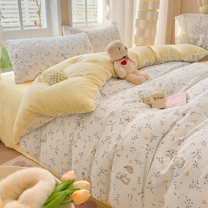 91家纺网 家纺一手货源 找家纺 （总）壹号库 2025新款A类提花有氧彩竺绵四件套