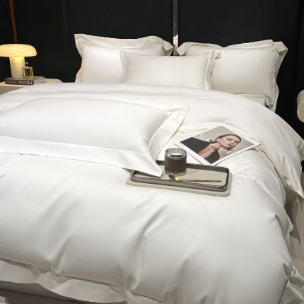 91家纺网 家纺一手货源 找家纺 （总）星蕴家纺 2025新款纯色100支澳棉长绒棉摩卡系列四件套