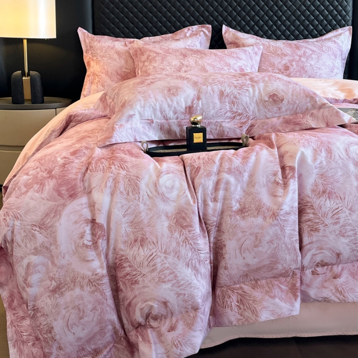 91家纺网 家纺一手货源 找家纺 （总）（控价）2025新款 专版花型 高克重A类 全棉长绒棉数码印花四件套-秘密花园