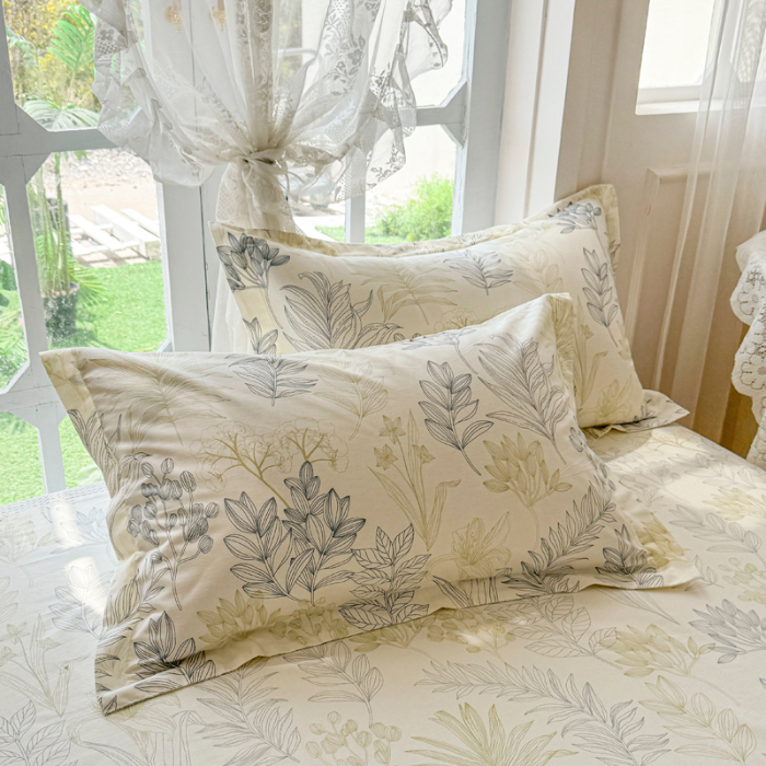 91家纺网 家纺一手货源 找家纺 金盛纺 2025新款13372全棉系列四件套 霜叶