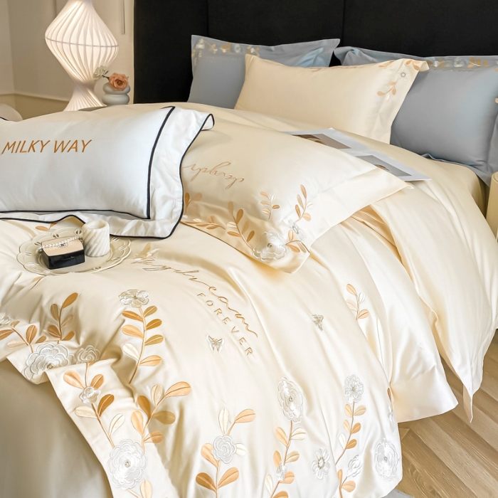 91家纺网 家纺一手货源 找家纺 （总）星蕴家纺 2025新款13376喷气纯棉刺绣四件套-米兰