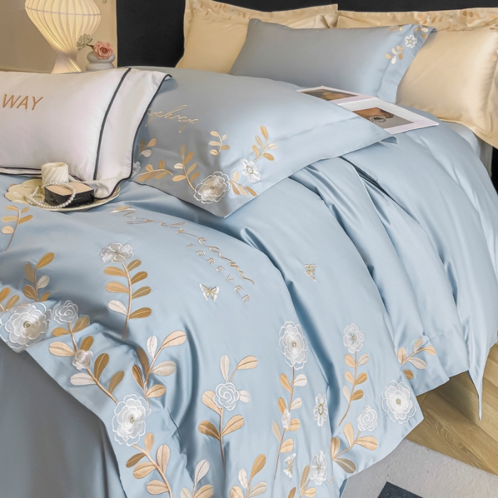 91家纺网 家纺一手货源 找家纺 （总）星蕴家纺 2025新款13376喷气纯棉刺绣四件套-米兰