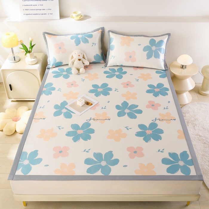 91家纺网 家纺一手货源 找家纺 （总）牵依 2025春夏新款A类碳光冰丝席凉感印花三明治凉席