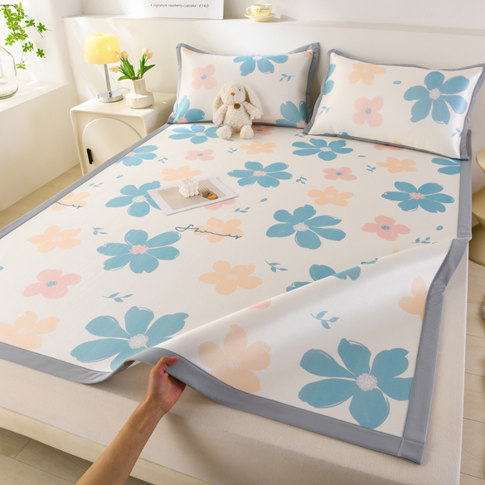 91家纺网 家纺一手货源 找家纺 （总）牵依 2025春夏新款A类碳光冰丝席凉感印花三明治凉席