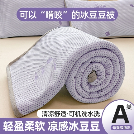 91家纺网 家纺一手货源 找家纺 （总）雪鲨家纺  2025新款凉豆豆夏凉被针织棉空调被冰豆豆夏被可机洗礼品跑量A类