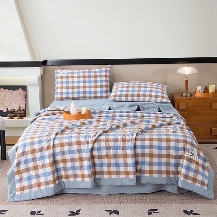 91家纺网 家纺一手货源 找家纺 （总）2025新款新疆棉花被夏被100%里外全棉棉花夏被无印风全棉色织水洗棉夏凉被空调被春秋被单人可机洗