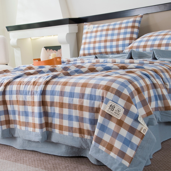 91家纺网 家纺一手货源 找家纺 （总）2025新款新疆棉花被夏被100%里外全棉棉花夏被无印风全棉色织水洗棉夏凉被空调被春秋被单人可机洗