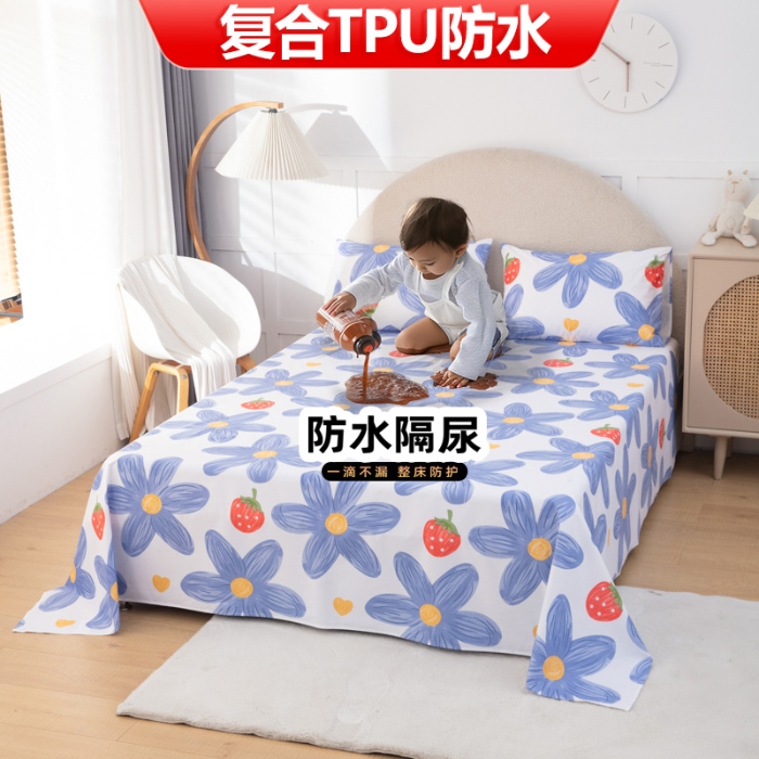 91家纺网 家纺一手货源 找家纺 （总）火星时代 2025TPU防水床单防失禁隔尿垫纯白色磨毛床罩套可水洗炕单