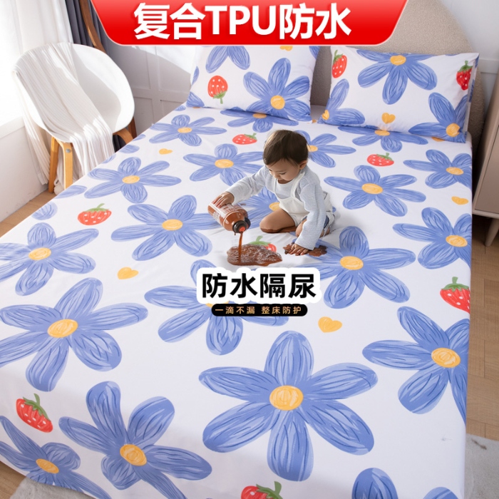 91家纺网 家纺一手货源 找家纺 （总）火星时代 2025TPU防水床单防失禁隔尿垫纯白色磨毛床罩套可水洗炕单