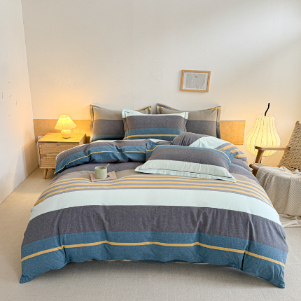 91家纺网 家纺一手货源 找家纺 （总）喜四方 2025新款全棉色织水洗棉四件套