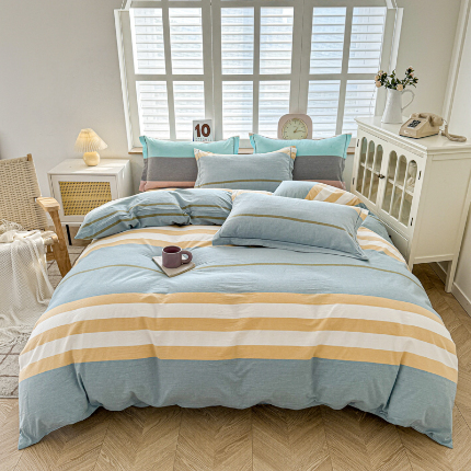 91家纺网 家纺一手货源 找家纺 （总）喜四方 2025新款全棉色织水洗棉四件套