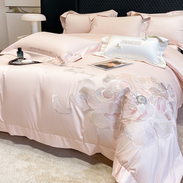 91家纺网 家纺一手货源 找家纺 （总）星蕴家纺 2025新款100支澳棉正宗长绒棉四件套-绽放