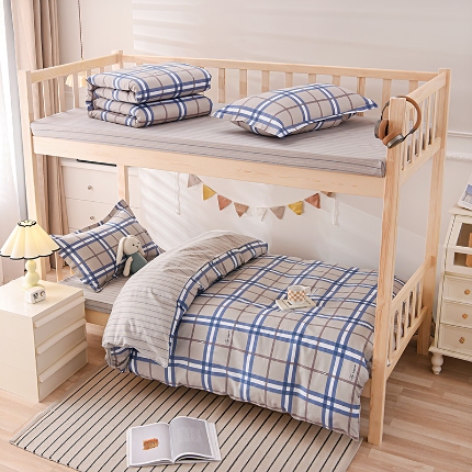 91家纺网 家纺一手货源 找家纺 （总）鑫宇2025新款13372全棉学生宿舍上下铺三件套床单款床笠款可定制